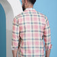 Peach Checked Cotton Casual Shirt for Men