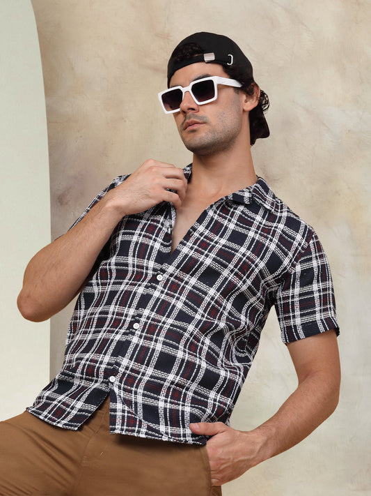 Checked Half Sleeve Cotton Shirt for Men