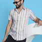 Striped Half Sleeve Cotton Lycra Shirt for Men