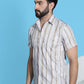 Striped Half Sleeve Cotton Lycra Shirt for Men