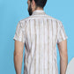 Striped Half Sleeve Cotton Lycra Shirt for Men