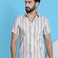 Striped Half Sleeve Cotton Lycra Shirt for Men