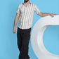 Striped Half Sleeve Cotton Lycra Shirt for Men