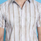 Striped Half Sleeve Cotton Lycra Shirt for Men