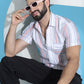 Striped Half Sleeve Cotton Lycra Shirt for Men