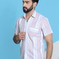 Striped Half Sleeve Cotton Lycra Shirt for Men