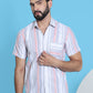 Striped Half Sleeve Cotton Lycra Shirt for Men