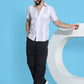 Striped Half Sleeve Cotton Lycra Shirt for Men