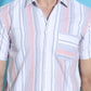 Striped Half Sleeve Cotton Lycra Shirt for Men