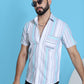 Striped Half Sleeve Cotton Lycra Shirt for Men