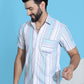 Striped Half Sleeve Cotton Lycra Shirt for Men