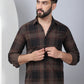 Men's Tartan Checked Cotton Casual Shirt