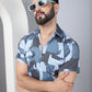 Men's Geometric Printed Cotton Casual Shirt