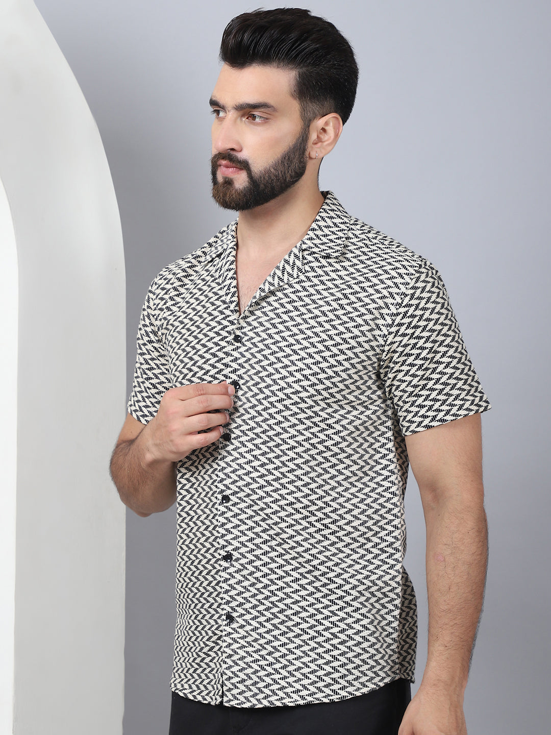 Self Design Cotton Casual Shirt for Men