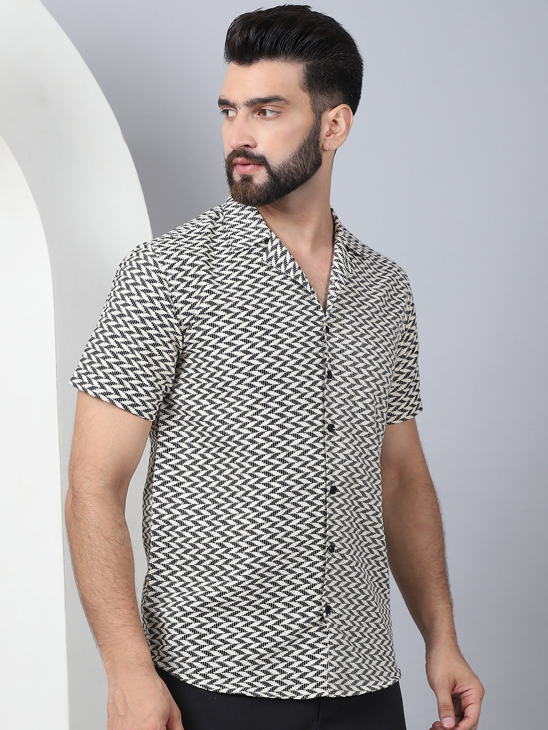 Self Design Cotton Casual Shirt for Men