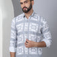 Printed Spread Collar Cotton Casual Shirt for Men