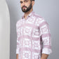 Printed Spread Collar Cotton Casual Shirt for Men