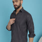 Charcoal Grey Checked Casual Shirt