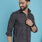 Charcoal Grey Checked Casual Shirt