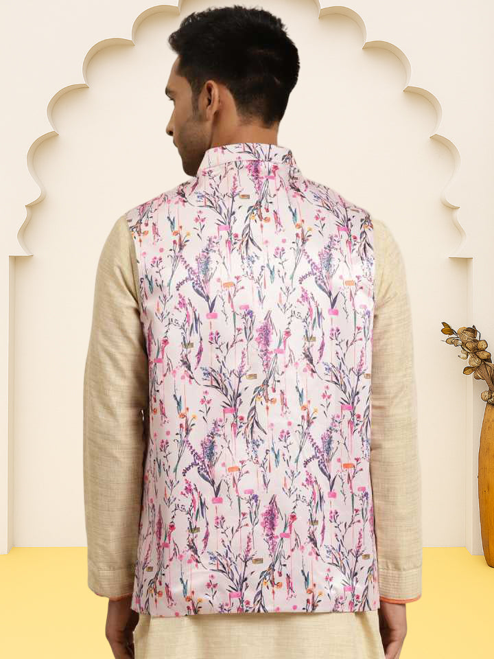 Silk Blend Ethnic Wear Nehru Jacket ( WaistCoat 3001Purple )
