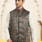 Silk Blend Ethnic Wear Nehru Jacket ( WaistCoat 3002Grey )