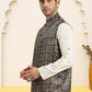 Silk Blend Ethnic Wear Nehru Jacket ( WaistCoat 3002Grey )