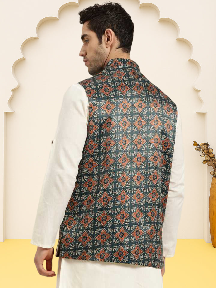 Silk Blend Ethnic Wear Nehru Jacket ( WaistCoat 3002Grey )