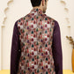 Silk Blend Ethnic Wear Nehru Jacket ( WaistCoat 3002Purple )