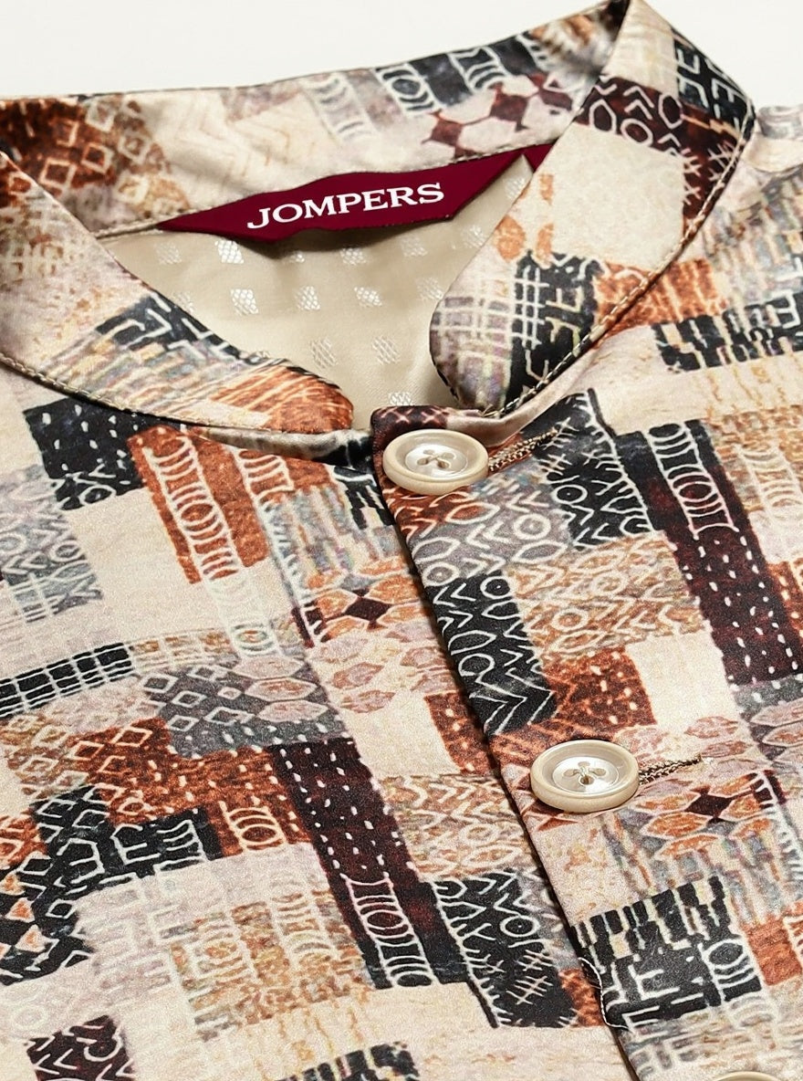 Silk Blend Ethnic Wear Nehru Jacket ( WaistCoat 3003Beige )