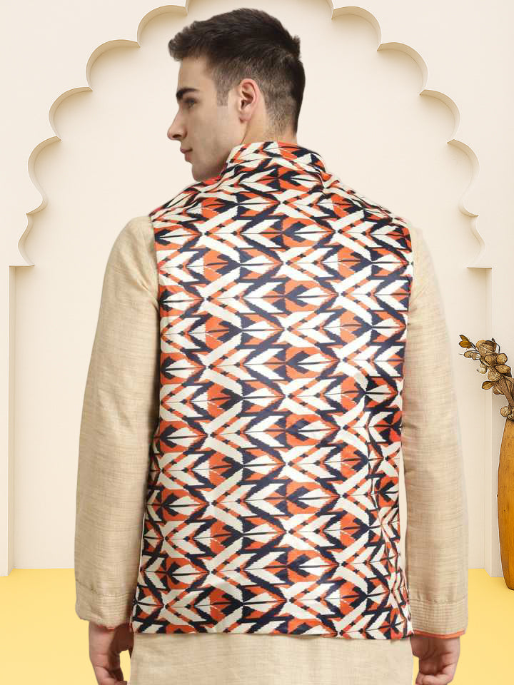 Silk Blend Ethnic Wear Nehru Jacket ( WaistCoat 3003Cream )