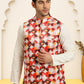 Silk Blend Ethnic Wear Nehru Jacket ( WaistCoat 3003Orange )