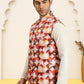 Silk Blend Ethnic Wear Nehru Jacket ( WaistCoat 3003Orange )