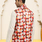 Silk Blend Ethnic Wear Nehru Jacket ( WaistCoat 3003Orange )