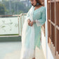 Women Blue Ethnic Motifs Jacquard Kurta with Palazzos & With Dupatta