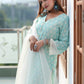 Women Blue Ethnic Motifs Jacquard Kurta with Palazzos & With Dupatta