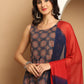 Printed flared kurta pallazos dupatta set