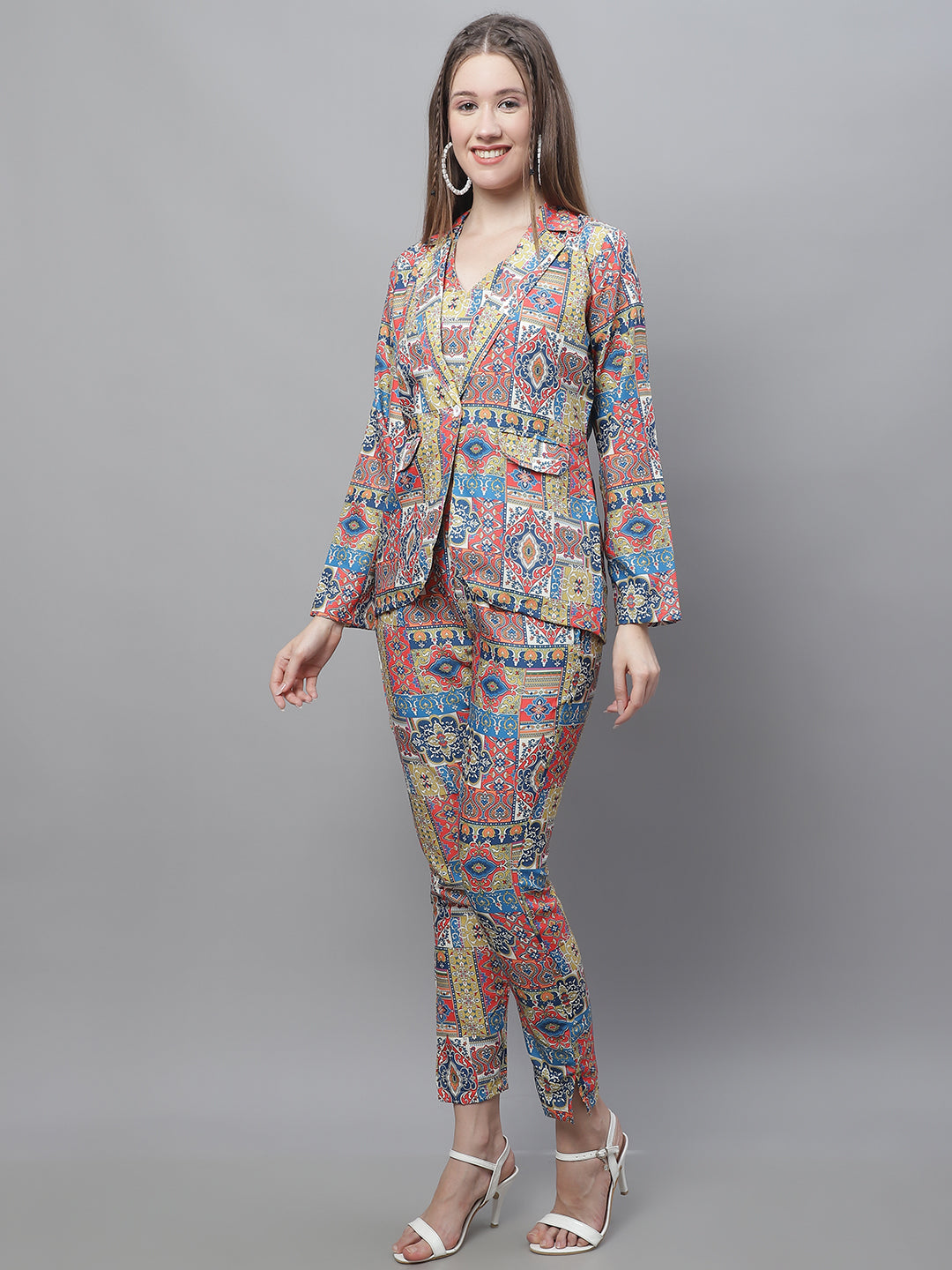 Women's Digital Printed Crop Top and Jacket Set ( JNCS 3007 Multi )