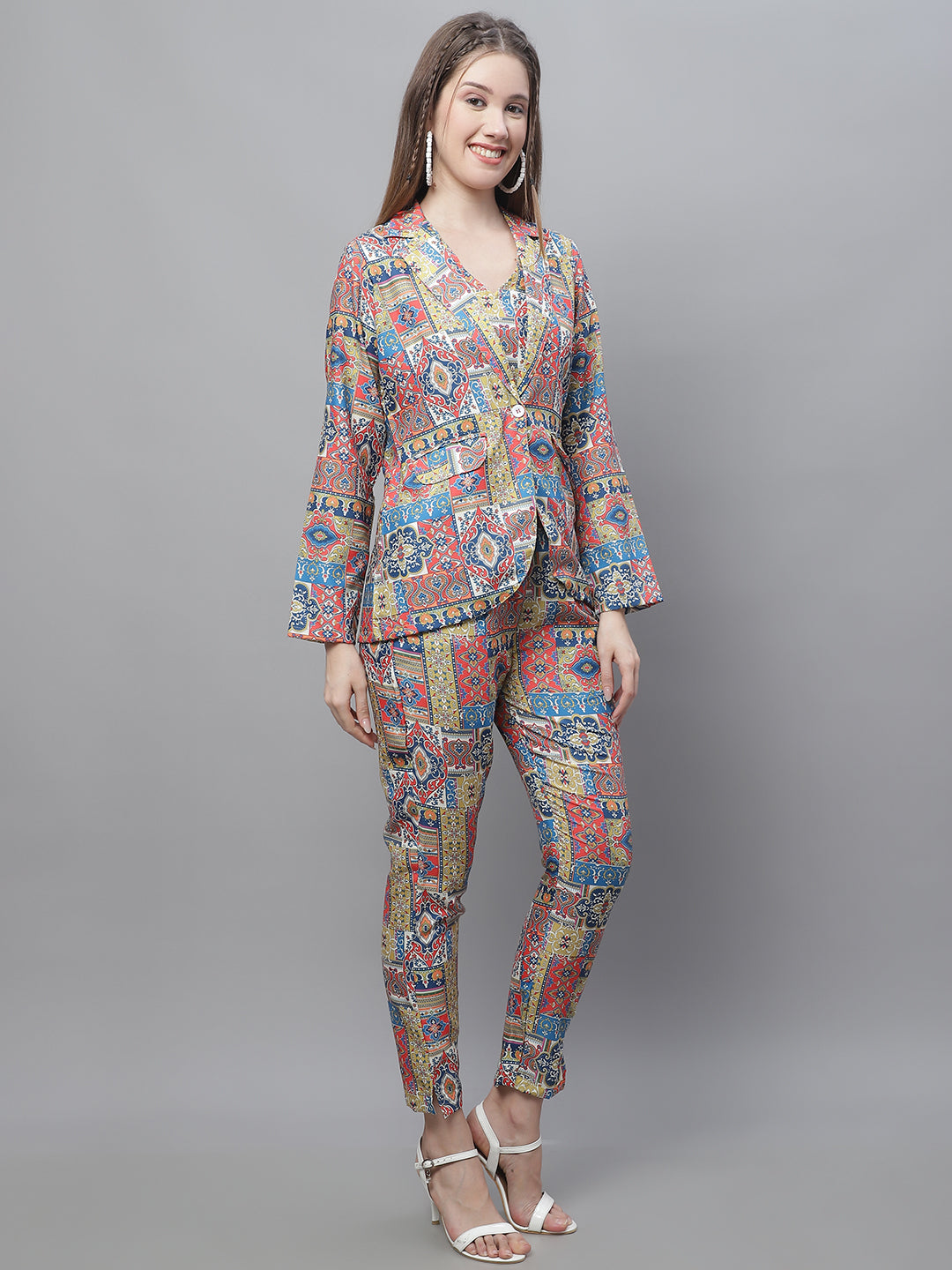 Women's Digital Printed Crop Top and Jacket Set ( JNCS 3007 Multi )