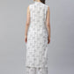 Jompers Women White & Black Floral Printed Kurta with Palazzos ( JOKPL 1356 White )
