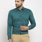 Jainish Teal Blue Formal Shirt with black detailing ( SF 411Teal )