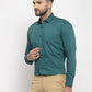 Jainish Teal Blue Formal Shirt with black detailing ( SF 411Teal )