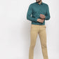 Jainish Teal Blue Formal Shirt with black detailing ( SF 411Teal )