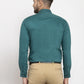 Jainish Teal Blue Formal Shirt with black detailing ( SF 411Teal )