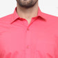 Jainish Men's Cotton Solid Coral Red Formal Shirt's ( SF 361Coral )