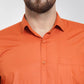 Jainish Men's Cotton Solid Dark Orange Formal Shirt's ( SF 361DO )