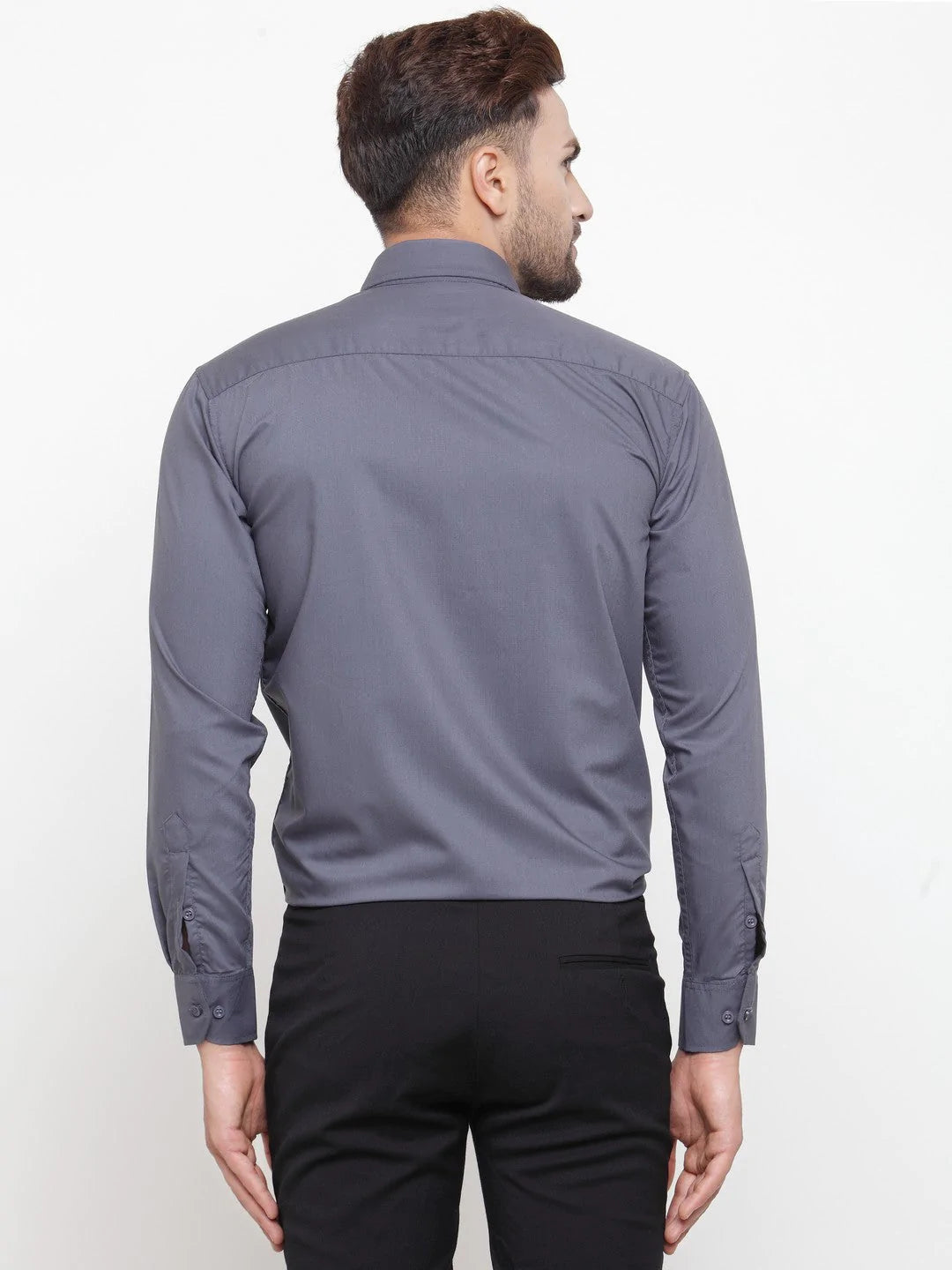 Jainish Men's Cotton Solid Grey Formal Shirt's ( SF 361Grey )