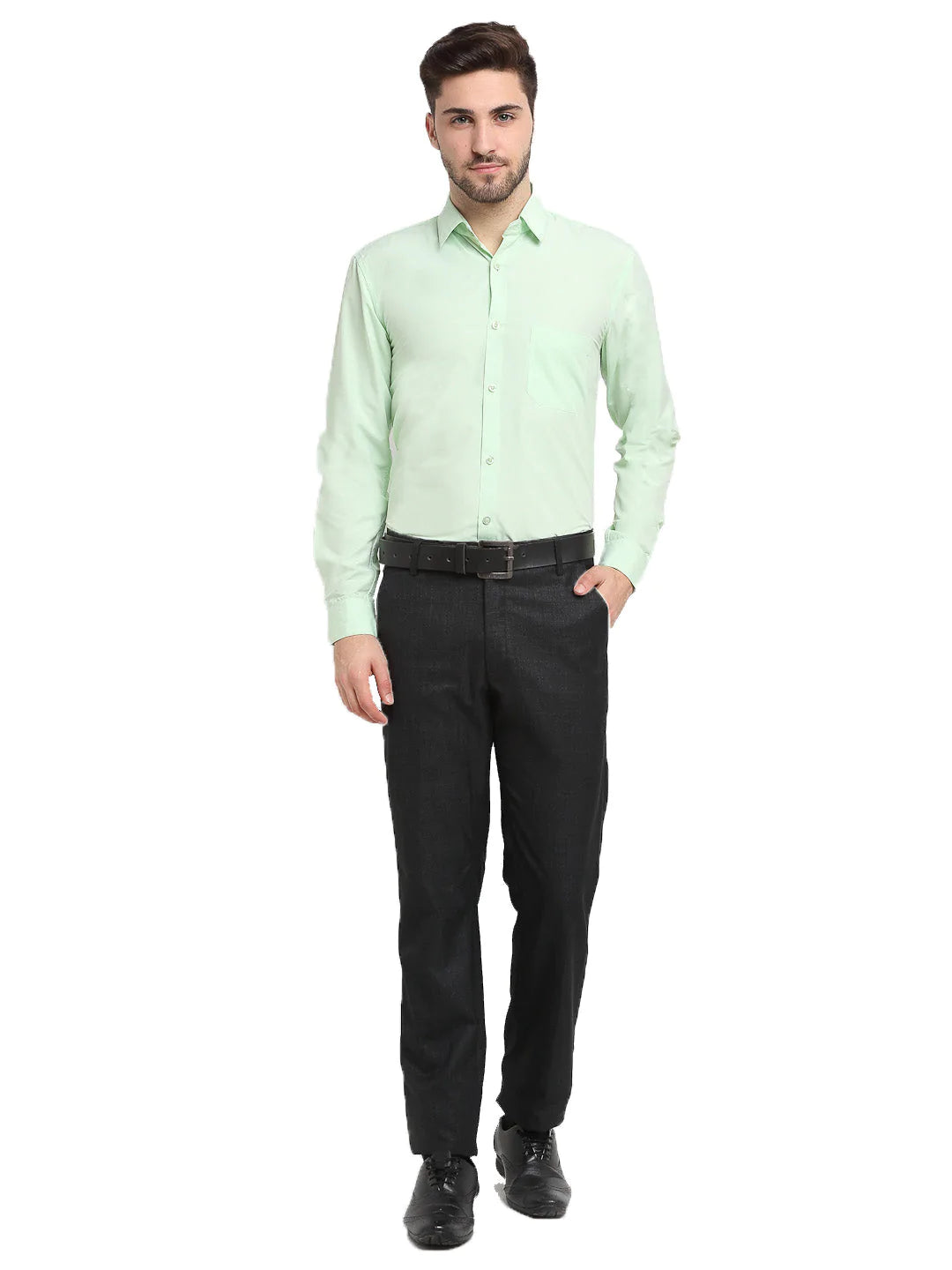 Jainish Men's Cotton Solid Light Green Formal Shirt's ( SF 361Light-Green )