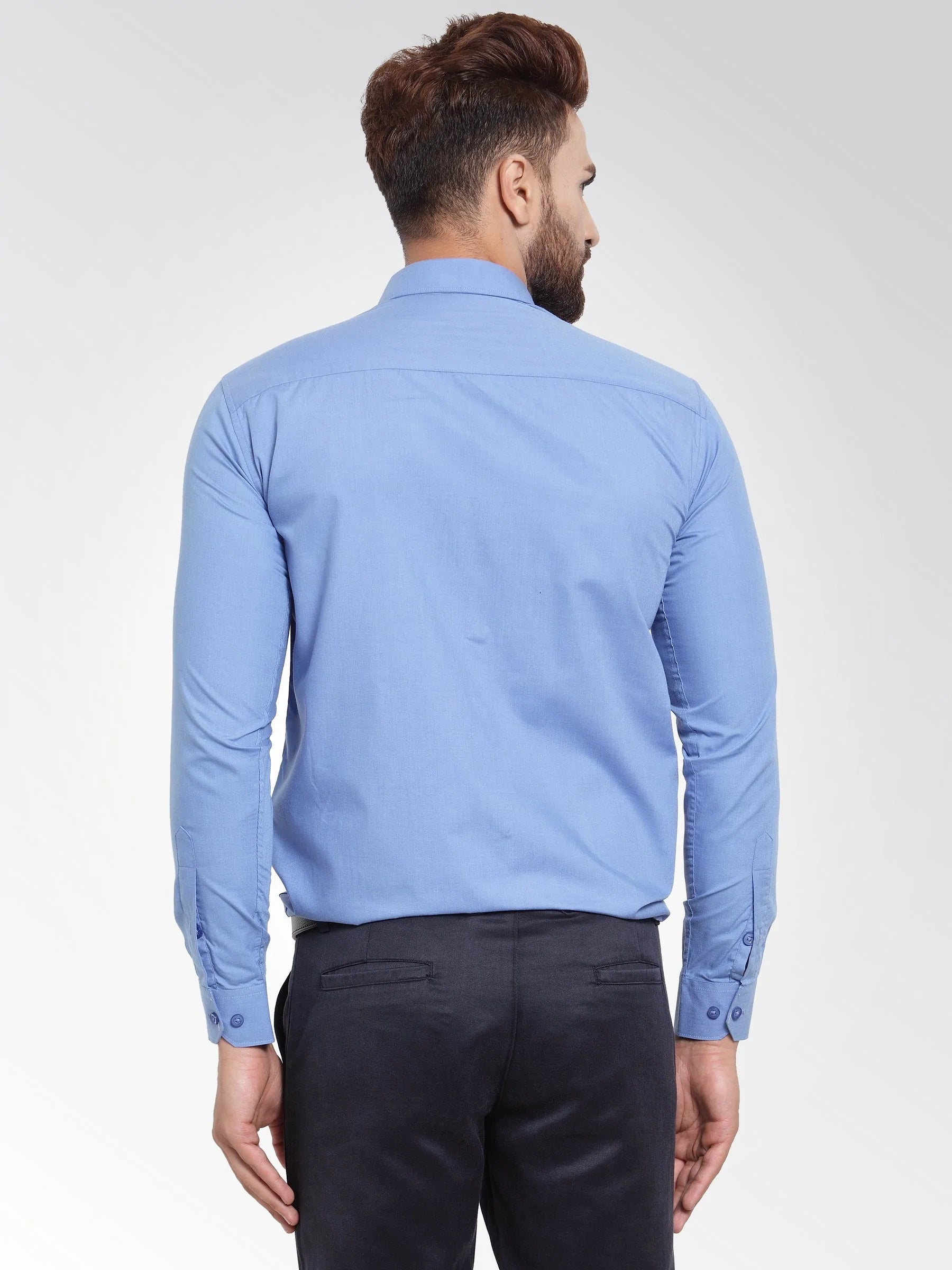 Jainish Men's Cotton Solid Light Blue Formal Shirt's ( SF 361Light-Blue )