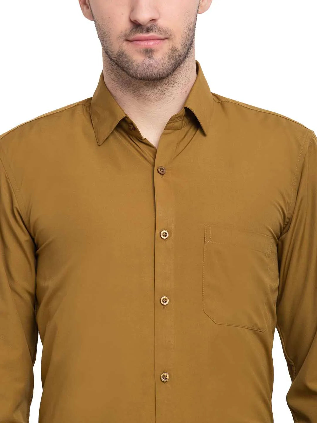 Jainish Men's Cotton Solid Mustard Formal Shirt's ( SF 361Mustard )