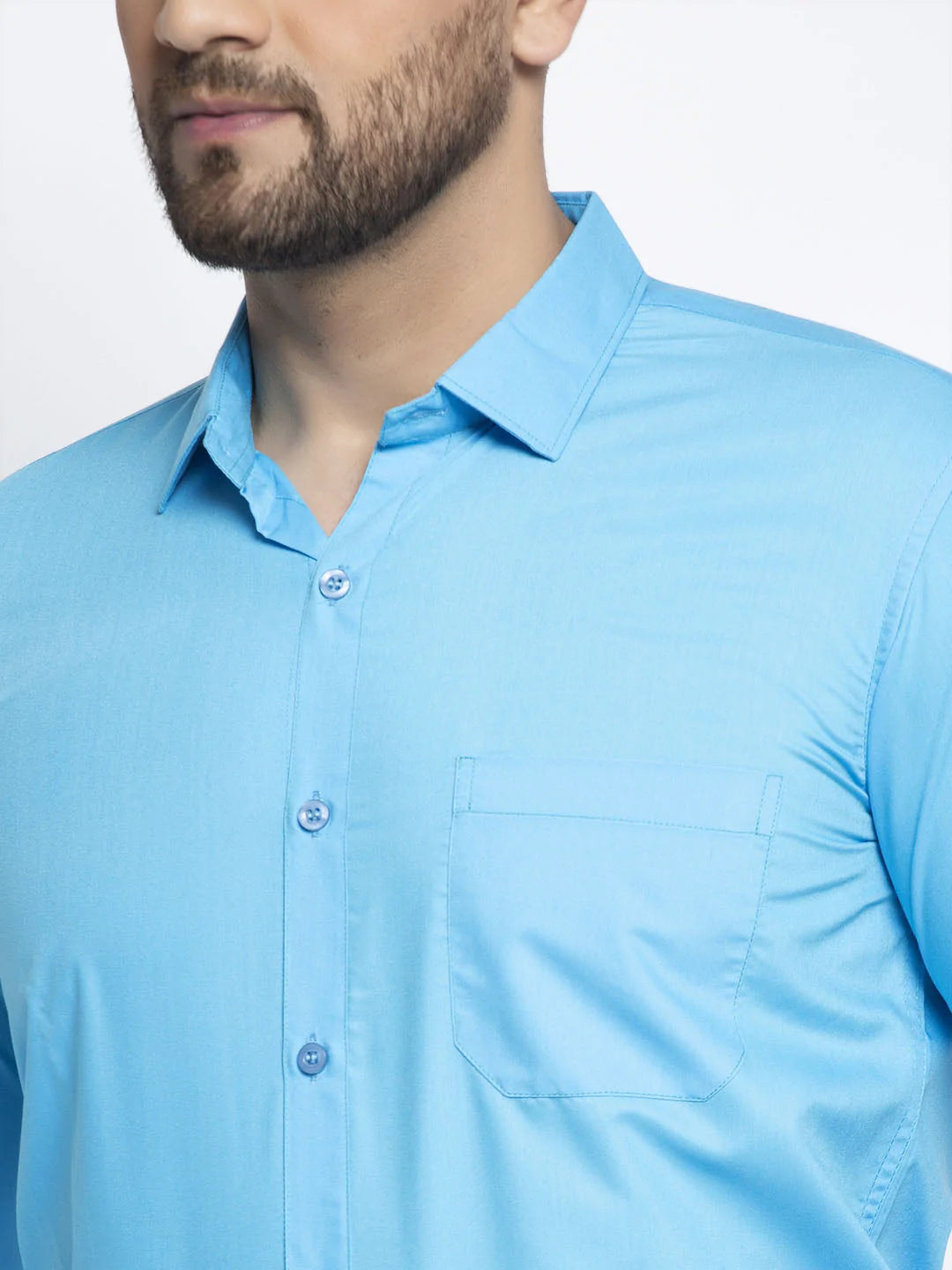 Jainish Men's Cotton Solid Sky Blue Formal Shirt's ( SF 361Sky )
